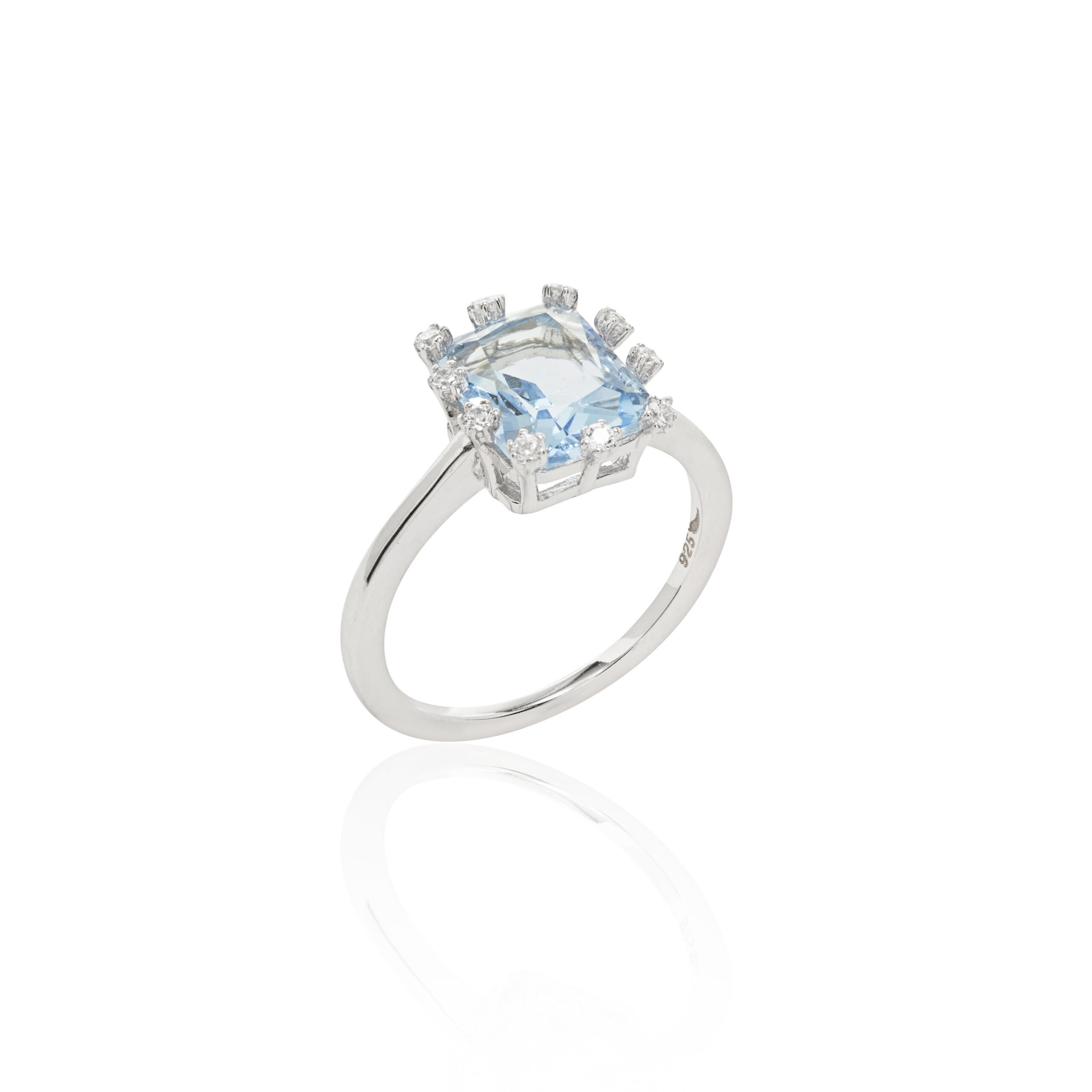 AN SP PT CRISTAL LONDON BLUE ZIRC BRANCA RETANGULO - 073946