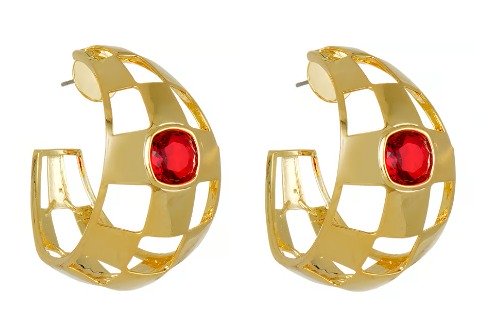 BR NG MEIA ARGOLA G XADREZ METAL DOURADO - 168781LR01